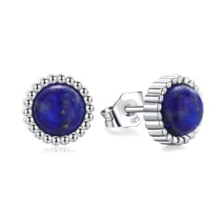 AIBAO Sterling Silver Turquoise/Lapis Lazuli/Malachite Stud Earrings for Women Men 7 mm Round or Cushion Cabochon Gemstone Earring Studs Western Boho Jewelry