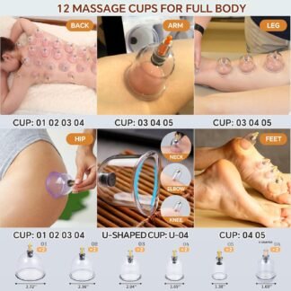 AIKOTOO Cupping Kit for Massage Therapy Set with Pump 12 Massage Cups for Cellulite Reduction Muscle Back Pain Relief Physical Therapy - lunas-mystic-emporium.com AIKOTOO Cupping Kit for Massage Therapy Set with Pump 12 Massage Cups for Cellulite Reduction Muscle Back Pain Relief Physical Therapy