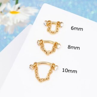 ALACLO 3 Pcs 316L Stainless Steel 16G Tragus Helix Rook Piercing Jewelry with Chain, Cartilage Earrings for Women, Belly Button Ring Vertical Labret Lip Piercing Jewelry