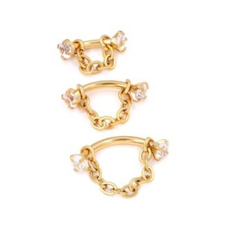 ALACLO 3 Pcs 316L Stainless Steel 16G Tragus Helix Rook Piercing Jewelry with Chain, Cartilage Earrings for Women, Belly Button Ring Vertical Labret Lip Piercing Jewelry