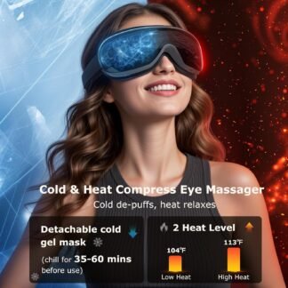 ALLJOY Eye Massager with Heat and Cooling, Lightweight Eye Massager with Removable Gel Mask, Christmas Gifts for Women,White Elephant Gifts for Adults Eye Care Devices for...