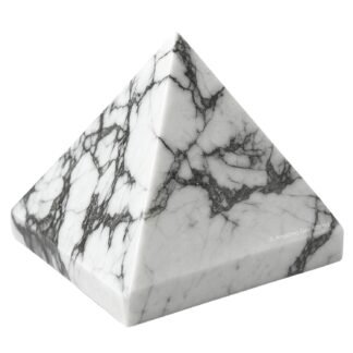 Amazing Gemstone Howlite Pyramid Crystal Healing Stones - 2" Great Pyramid Figurine of Natural Stone Pyramid for Meditation, Reiki, Chakra Balancing and Crystal Pyramids Grid