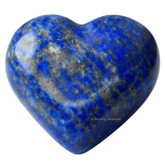 Amazing Gemstone Lapis Lazuli Crystal Heart Palm Stone - Pocket Massage Worry Stone for Natural Body Chakra Balancing, Reiki Healing and Crystal Grid