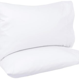 Amazon Basics 400 Thread Count Cotton Pillow Case, Standard, 30" L x 20" W, White - Set of 2, Pillows Not Included
