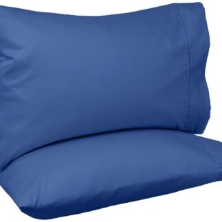 Amazon Basics 400 Thread Count Cotton Pillow Cases, Standard, Set of 2, Navy, 30" L x 20" W