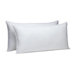 Amazon Basics Down Alternative Pillows for Stomach and Back Sleepers, Soft Density, Standard, Pack of 2, White, 26 in L x 20 in W