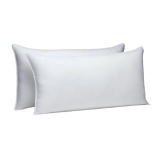 Amazon Basics Down Alternative Pillows for Stomach and Back Sleepers, Soft Density, Standard, Pack of 2, White, 26 in L x 20 in W