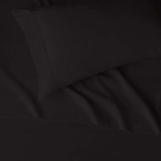 Amazon Basics Lightweight Super Soft Easy Care Wrinkle Free Microfiber 3 Piece Bed Sheet Set with 14-Inch Deep Pockets, Twin, Black, Solid, Kids, Men & Women Bedding