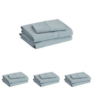 Amazon Basics Lightweight Super Soft Easy Care Wrinkle Free Microfiber 3 Piece Bed Sheet Set with 14-Inch Deep Pockets, Twin, Black, Solid, Kids, Men & Women Bedding