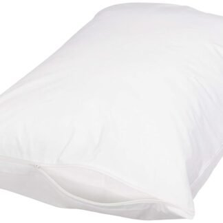 Amazon Basics Queen Pillowcase with Zipper, 100% Cotton Hypoallergenic, Pillow Protector, White (31 x 21 Inches), Pillows Not Included