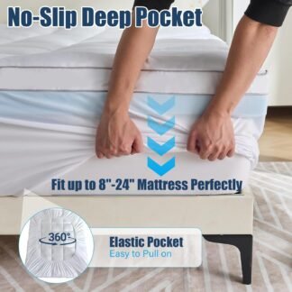 Aodenge 4 lnch Dual Layer Mattress Topper Queen Size, 2 Inch Cooling Gel Memory Foam and 2 Inch Soft Pillow Top Mattress Pad Cover for Back Pain, with Elastic Deep Pocket