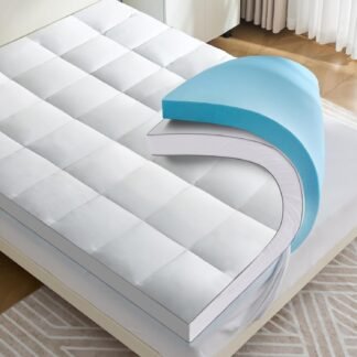 Aodenge 4 lnch Dual Layer Mattress Topper Queen Size, 2 Inch Cooling Gel Memory Foam and 2 Inch Soft Pillow Top Mattress Pad Cover for Back Pain, with Elastic Deep Pocket