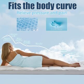 Aodenge 4 lnch Dual Layer Mattress Topper Queen Size, 2 Inch Cooling Gel Memory Foam and 2 Inch Soft Pillow Top Mattress Pad Cover for Back Pain, with Elastic Deep Pocket