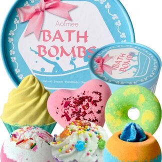 Aofmee Bath Bombs, 6pcs Bubble Bath Bomb for Girls, Handmade Fizzies Bathbombs for Women, Natural Organic Kids Spa Kit, Non Toxic Bath Kit for Teens, Gift Set for Birthday...