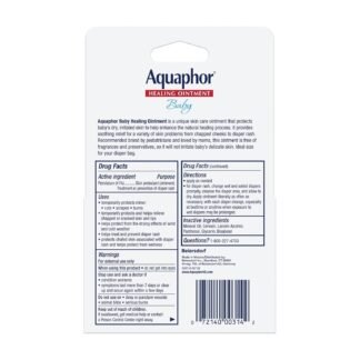 Aquaphor Baby Healing Ointment Advanced Therapy Skin Protectant for Chapped or Dry Skin, Drool Rash and Diaper Rash Ointment, Hypoallergenic Baby Essentials, Travel Size, 0.35...