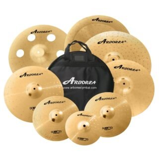 Arborea Cymbal Pack for Drum 8 pcs Super Polishing Cymbals Set Brilliant Gold Hero Series Include 14"Hihats 16"Crash 18"Crash 20"Ride Bonus 10" Splash 16"Ozone Stacker 18" China...