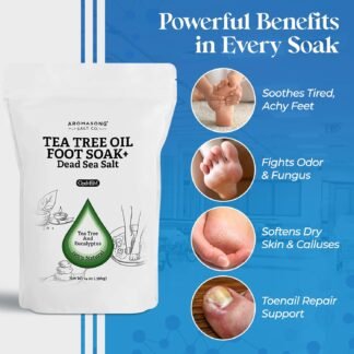 Aromasong Tea Tree Foot Soak with Magnesium Flakes and Dead Sea Foot Soaking Salts - Pedicure Tea Tree oil foot Soak for Dry Cracked Feet-Athlete's Callus Remover- Eliminates...