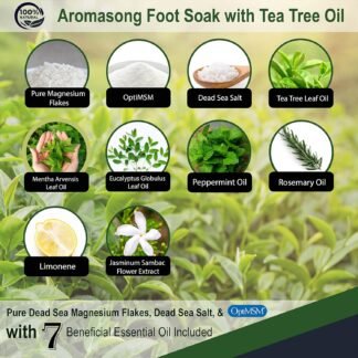 Aromasong Tea Tree Foot Soak with Magnesium Flakes and Dead Sea Foot Soaking Salts - Pedicure Tea Tree oil foot Soak for Dry Cracked Feet-Athlete's Callus Remover- Eliminates...