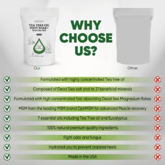 Aromasong Tea Tree Foot Soak with Magnesium Flakes and Dead Sea Foot Soaking Salts - Pedicure Tea Tree oil foot Soak for Dry Cracked Feet-Athlete's Callus Remover- Eliminates...