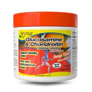 ARYMAR Glucosamine 1500 mg + Chondroitin 1200 mg + Hydrolyzed Collagen Powder. Orange Flavor Joint Support Formula for Active Adults – 300 g (10.5 oz)