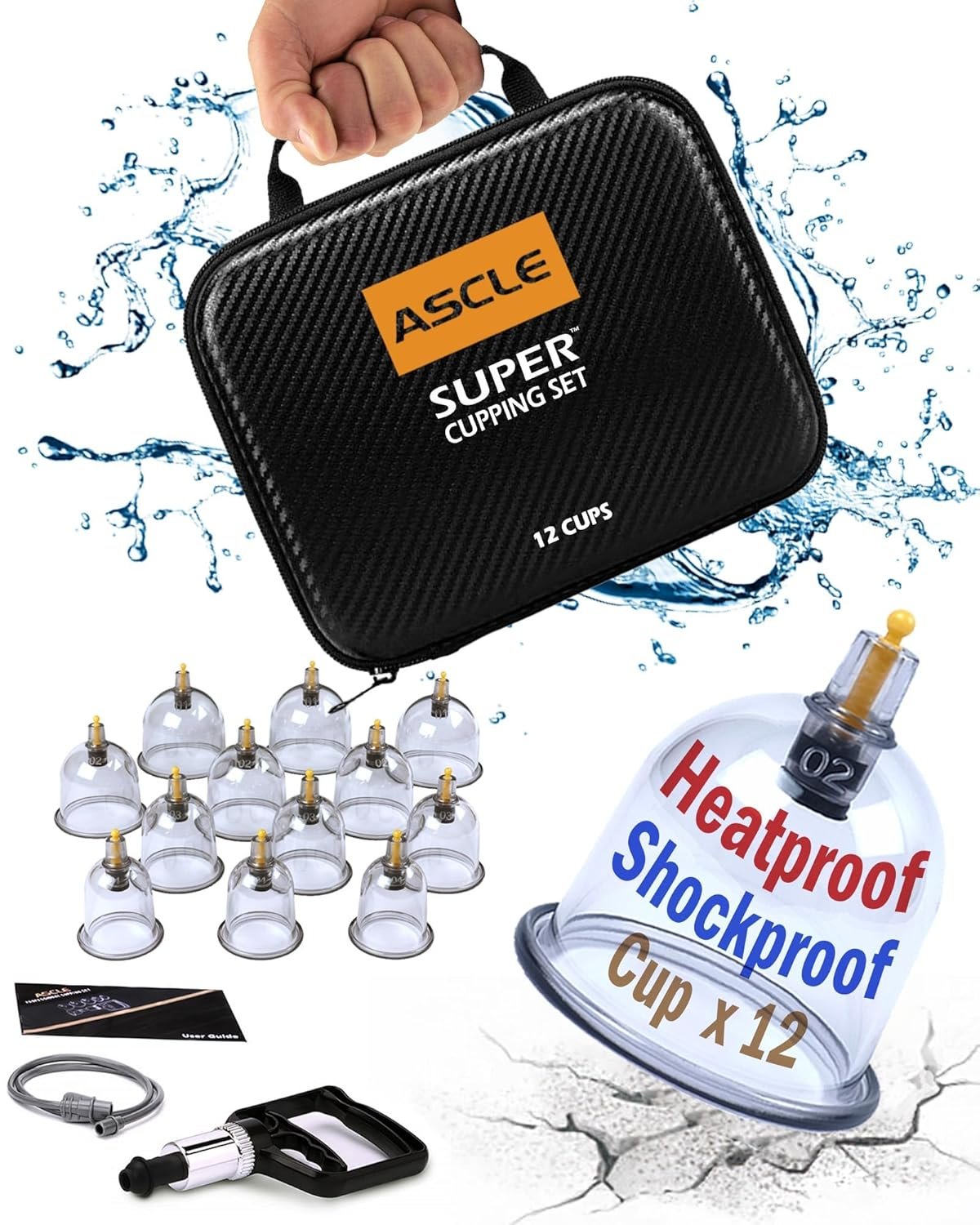 ASCLE Super Cupping Set Shockproof Heatproof Cups Water Repellent Shockproof Professional Carrying Case 12 Cups - lunas-mystic-emporium.com ASCLE Super Cupping Set, Shockproof Heatproof Cups, Water Repellent Shockproof Professional Carrying Case, 12 Cups