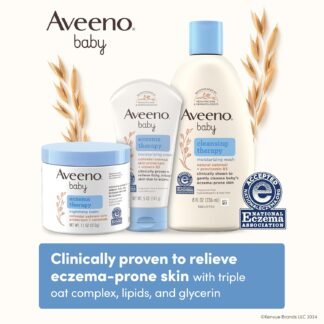 Aveeno Baby Eczema Therapy Moisturizing Cream, Natural Colloidal Oatmeal & Vitamin B5, Baby Cream for Dry, Itchy, Irritated Skin Due to Eczema, Paraben- & Steroid-Free, 12 fl. oz