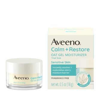 Aveeno Calm + Restore Oat Gel Facial Moisturizer for Sensitive Skin, Fast-Absorbing, Soothing Lightweight Gel Cream with Prebiotic Oat & Feverfew, Fragrance-Free &...