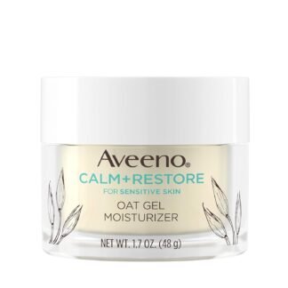 Aveeno Calm + Restore Oat Gel Facial Moisturizer for Sensitive Skin, Fast-Absorbing, Soothing Lightweight Gel Cream with Prebiotic Oat & Feverfew, Fragrance-Free &...