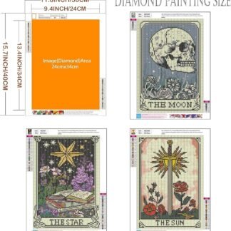 Axquilon 3 Pack Tarot Diamond Art Kits for Adults - Diamond Painting Kits for Adults Beginner, DIY 5D Full Drill Gem Art for Home Wall Decor 12x16 inch