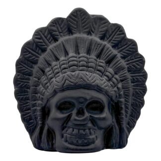 Aztec Death Whistle Skull Ceramic - Loud Screaming War Whistle for Halloween Decor, Horror Gifts, Mexican Day of the Dead & Ancient Culture Collectible (Black knight)