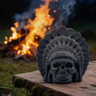 Aztec Death Whistle Skull Ceramic - Loud Screaming War Whistle for Halloween Decor, Horror Gifts, Mexican Day of the Dead & Ancient Culture Collectible (Black knight)