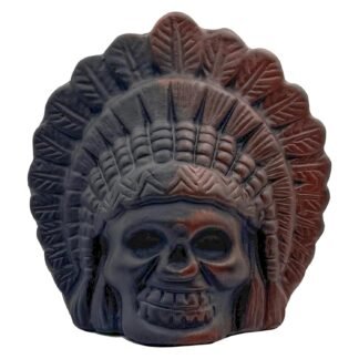 Aztec Death Whistle Skull Ceramic - Loud Screaming War Whistle for Halloween Decor, Horror Gifts, Mexican Day of the Dead & Ancient Culture Collectible (Black knight)