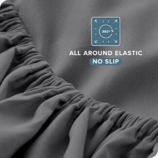 Bare Home Queen Sheet Set - Luxury 1800 Ultra-Soft Microfiber Bed Sheets - Double Brushed - Deep Pockets - Easy Fit - 4 Piece Set - Bedding Sheets & Pillowcases (Queen, Grey)