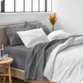 Bare Home Queen Sheet Set - Luxury 1800 Ultra-Soft Microfiber Bed Sheets - Double Brushed - Deep Pockets - Easy Fit - 4 Piece Set - Bedding Sheets & Pillowcases (Queen, Grey)