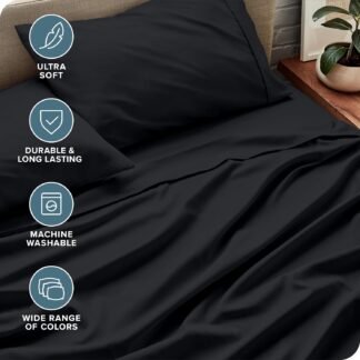 Bare Home Queen Sheet Set - Luxury 1800 Ultra-Soft Microfiber Queen Bed Sheets - Double Brushed - Deep Pockets - Easy Fit - 4 Piece Set - Bedding Sheets & Pillowcases (Queen,...