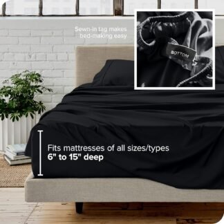 Bare Home Queen Sheet Set - Luxury 1800 Ultra-Soft Microfiber Queen Bed Sheets - Double Brushed - Deep Pockets - Easy Fit - 4 Piece Set - Bedding Sheets & Pillowcases (Queen,...