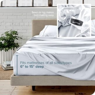 Bare Home Queen Sheet Set - Luxury 1800 Ultra-Soft Microfiber Queen Bed Sheets - Double Brushed - Deep Pockets - Easy Fit - 4 Piece Set - Bedding Sheets & Pillowcases (Queen,...