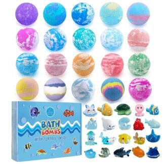 Bath Bomb Gift Set with Surprise Inside, 20 Pack Organic Bath Bombs for Kids, Kids Safe Handmade Fizzy Balls for Kid, Ideal Birthday Gift for Kids, Boys, Girls