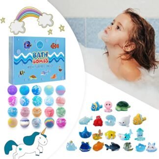 Bath Bomb Gift Set with Surprise Inside, 20 Pack Organic Bath Bombs for Kids, Kids Safe Handmade Fizzy Balls for Kid, Ideal Birthday Gift for Kids, Boys, Girls