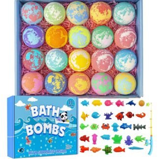Bath Bomb Gift Set with Surprise Inside, 20 Pack Organic Bath Bombs for Kids, Kids Safe Handmade Fizzy Balls for Kid, Ideal Birthday Gift for Kids, Boys, Girls
