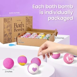 Bath Bombs, 12 Pack Handmade Bubble Shower Bombs Set, Christmas Stocking Stuffers, Shea Butter & Individually Wrapped, Valentines Day Gifts for Her/Him, Wife, Mom Women