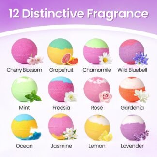 Bath Bombs, 12 Pack Handmade Bubble Shower Bombs Set, Christmas Stocking Stuffers, Shea Butter & Individually Wrapped, Valentines Day Gifts for Her/Him, Wife, Mom Women