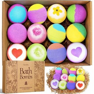 Bath Bombs, 12 Pack Handmade Bubble Shower Bombs Set, Christmas Stocking Stuffers, Shea Butter & Individually Wrapped, Valentines Day Gifts for Her/Him, Wife, Mom Women
