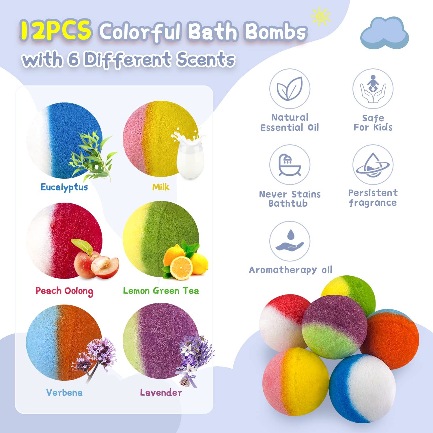 Bath Bombs for Kids 12pcs Bath Bombs with Surprise Crystal Toys Inside Handmade Natural and Organic Bubble Bath Fizzies Birthday Easter Gift for Girls and Boys - lunas-mystic-emporium.com Bath Bombs for Kids, 12pcs Bath Bombs with Surprise Crystal Toys Inside, Handmade Natural and Organic Bubble Bath Fizzies, Birthday Easter Gift for Girls and Boys