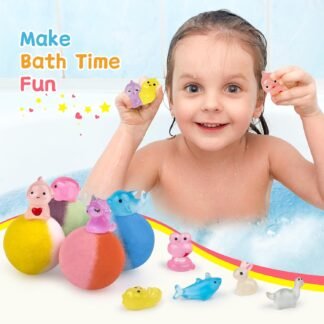 Bath Bombs for Kids with Toy Inside, 30 PCS Natrual and Organic Bubble Bath Bombs with Glow-in-The-Dark Surprise Inside, Perfect Handmade Birthday, Party, for Boys and Girls.