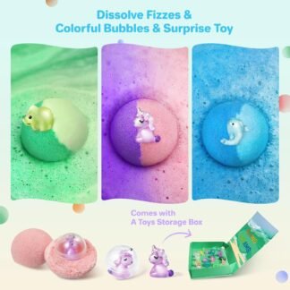 Bath Bombs for Kids with Toys Inside - 24 Pack Kid Bath Bombs with Glow in The Dark Surprise Toys Inside, Valentines Easter Gifts for Kids Girls Boys, Easter Basket Stuffers,...