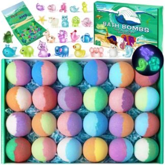 Bath Bombs for Kids with Toys Inside - 24 Pack Kid Bath Bombs with Glow in The Dark Surprise Toys Inside, Valentines Easter Gifts for Kids Girls Boys, Easter Basket Stuffers,...