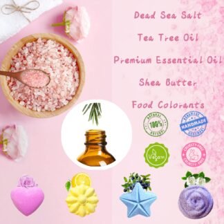 Bath Foot Bombs, 16 Pack Foot Soak with Bath Salt and Tea Tree Oil for Christmas. Organic Natural Handmade Aroma Pure Essential Oil Bubble Feet Balls for Foot Callus, Stubborn...