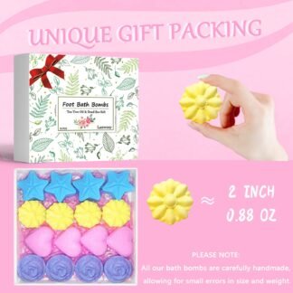 Bath Foot Bombs, 16 Pack Foot Soak with Bath Salt and Tea Tree Oil for Christmas. Organic Natural Handmade Aroma Pure Essential Oil Bubble Feet Balls for Foot Callus, Stubborn...