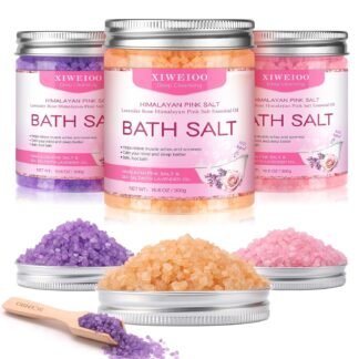 Bath Salts for Soaking Himalayan Pink Bath feet soka sea Salt 3 Set Kit Lavender Orange Rose Scent Epsom Salt Tea Tree Oil Natural Soaking spa Set Christmas Gifts for Woman Mom...